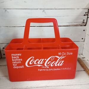 Vintage Coca-Cola 16oz Bottle Carrier Crate Red Plastic Coke 8 Slot Caddy
